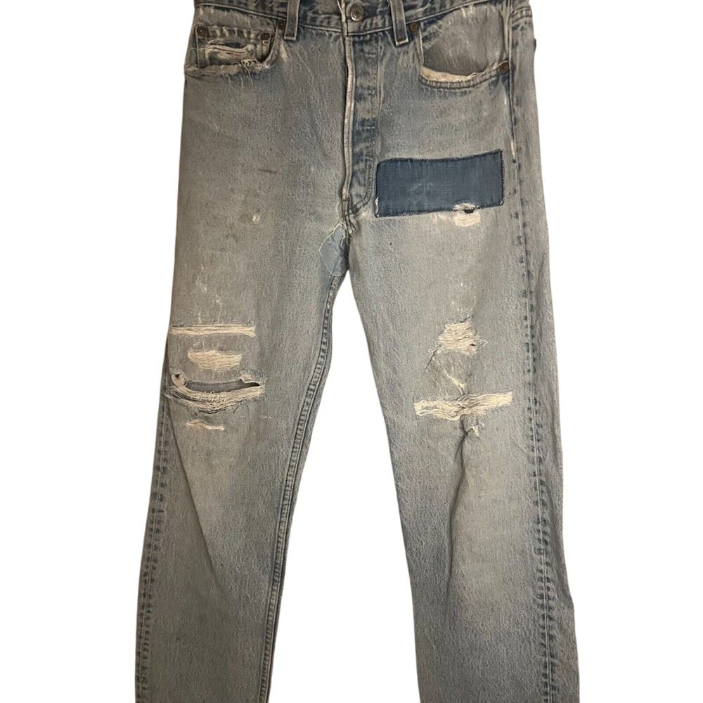 Vintage Levis 501xx Jeans Mens USA Blue Pants Faded Button Fly  34x36 90's Red